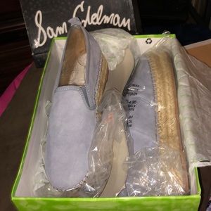 Sam Edelman dusty  blue espadrille 100% suede